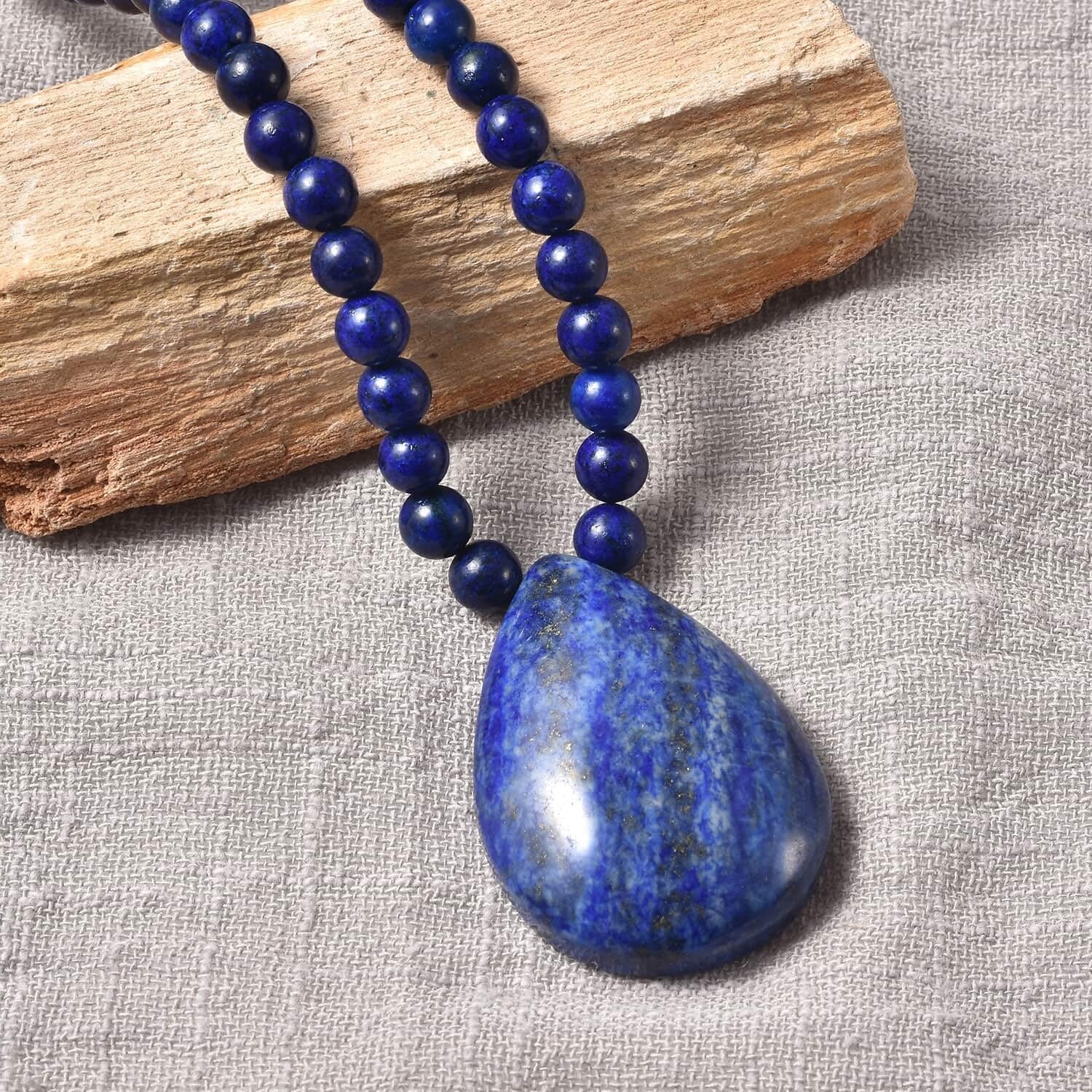 Shop LC Lapis Lazuli Necklace in 925 Sterling Silver - Lapis Lazuli Teardrop Pendant Beaded Necklace - 18" Necklace Length Costume Jewelry for Women Christmas Gifts for Women