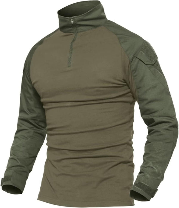 Men'S Tactical Military Shirts 1/4 Zip Long Sleeve Shirt with Pockets