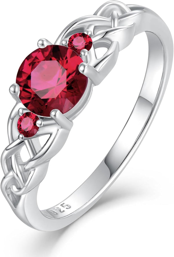 Celtic Knot Ring for Women 925 Sterling Silver 3-Stone Promise Ring Size 5-10