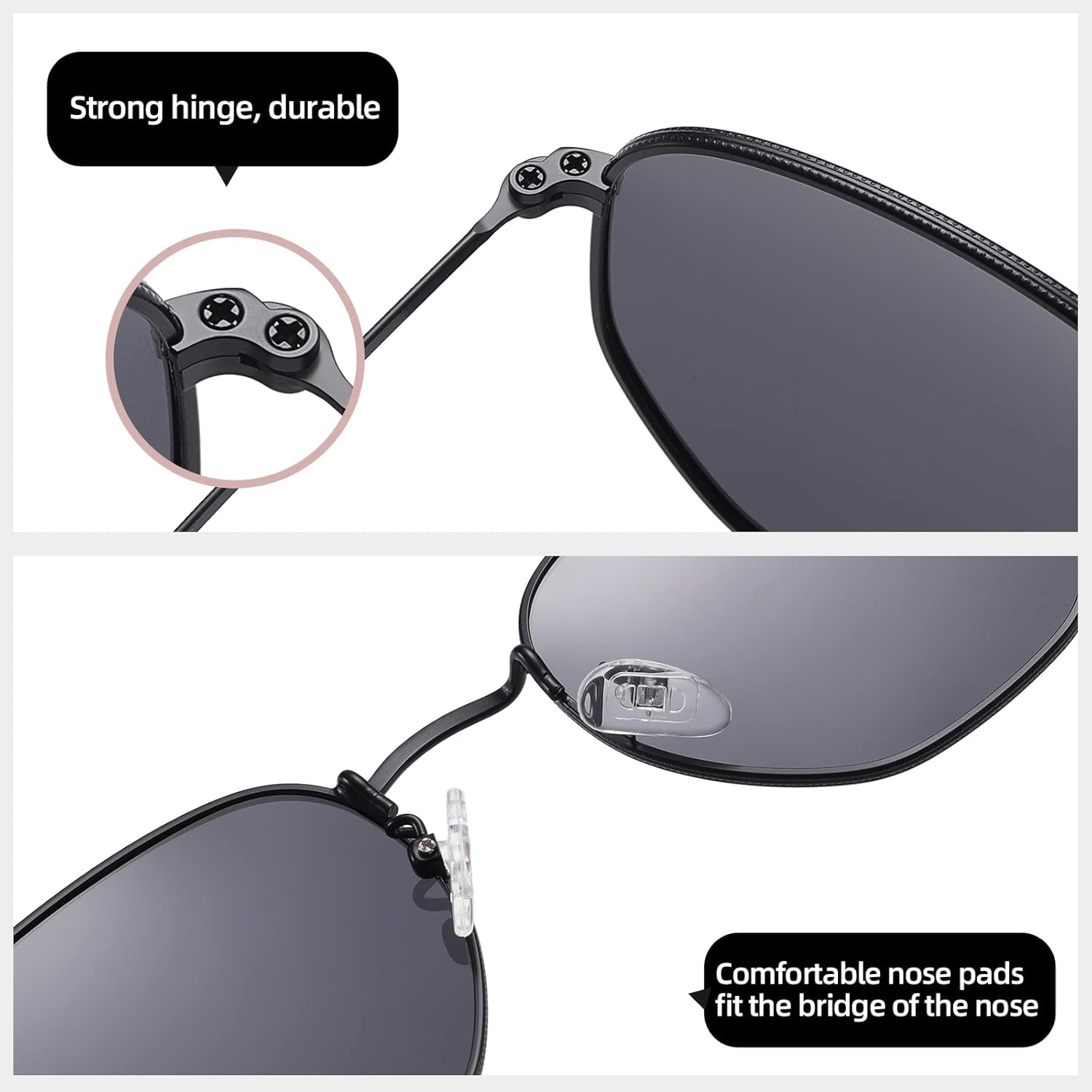 Polarized Hexagon Sunglasses for Women Men Polygon Square Sun Glasses UV400 Protection Metal Frame