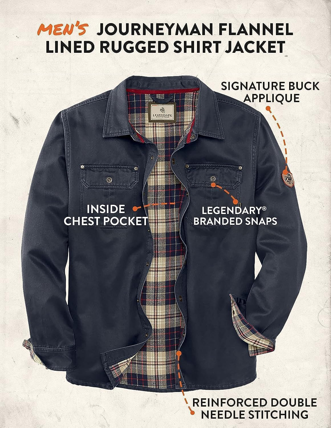 Journeyman Shirt Jacket Flannel Lined Shacket for Men Water-Resistant Coat Rugged Fall Clothing