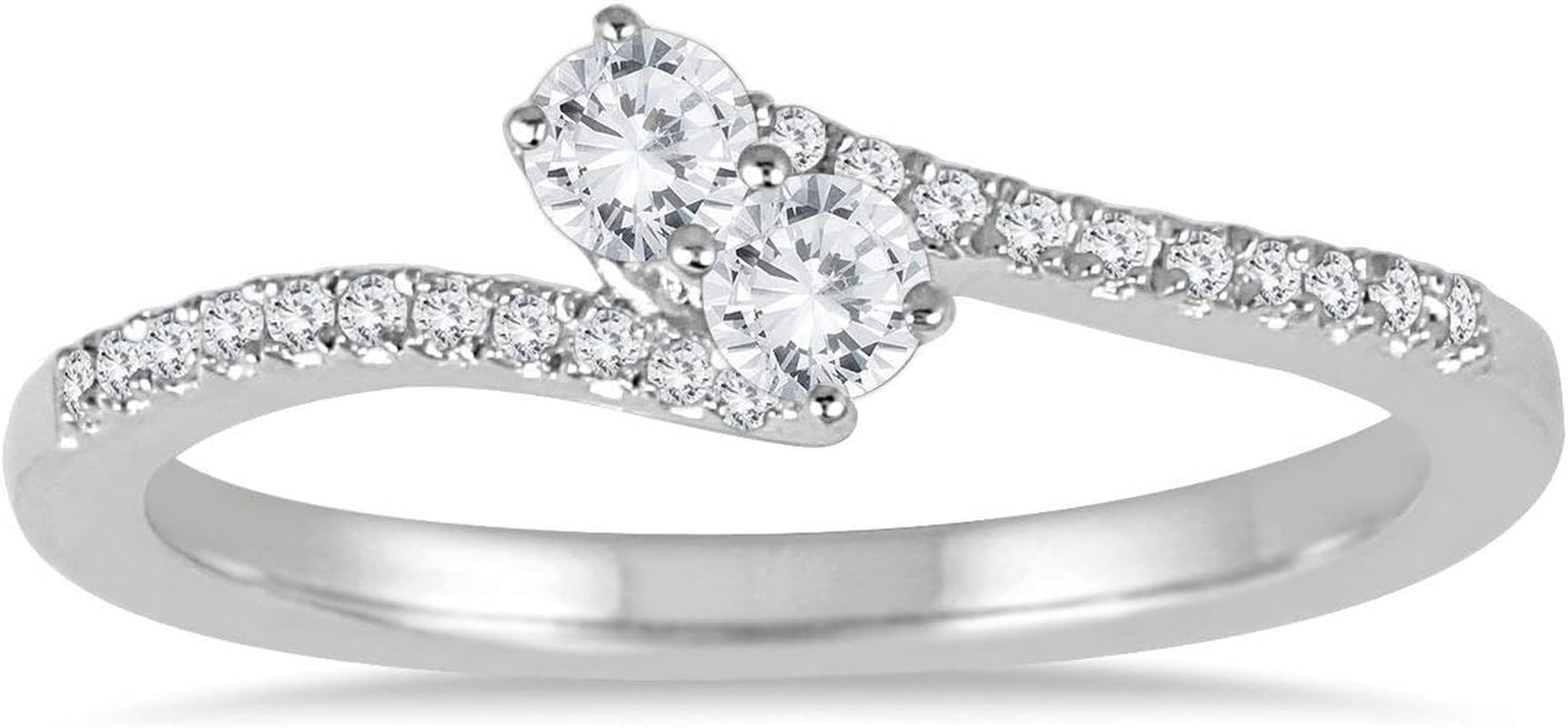 AGS Certified 1/4 Carat TW Two Stone Diamond Ring in 10K White Gold