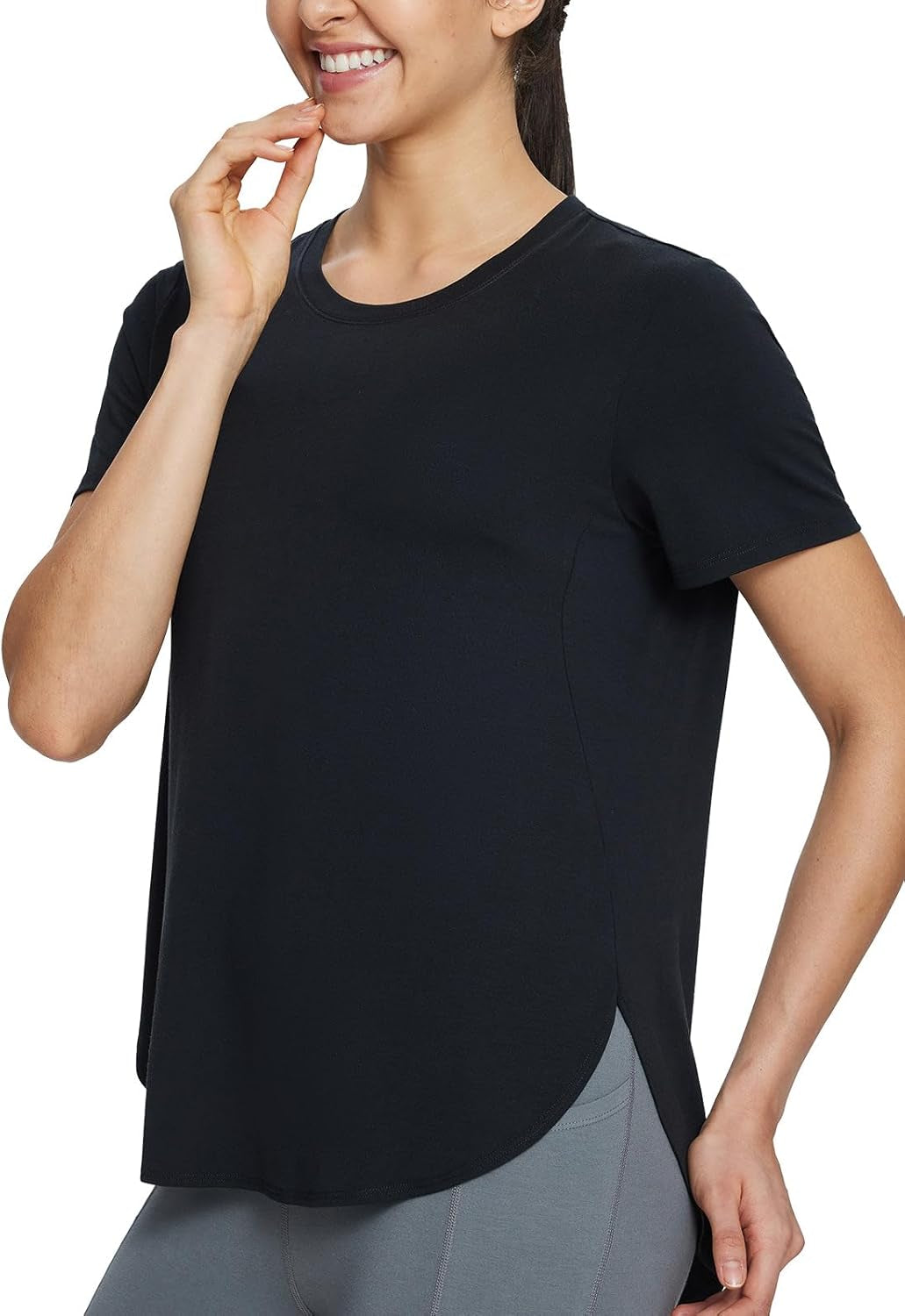 Women'S Short Sleeve Workout Shirts Tops Athletic Yoga Running Shirts Loose Fit with Side Slits Quick Dry T-Shirts