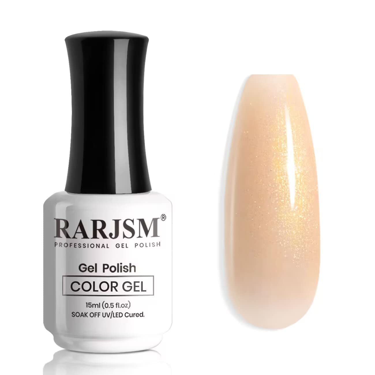 Nude Gel Nail Polish Apricot Gold Glitter Shimmer Neutral Sheer Nude Gel Polish Soak off LED UV Curing Requires Beige Pigment Jelly French Manicure Nail Gel Polish 15Ml 1 Piece for Home Salon