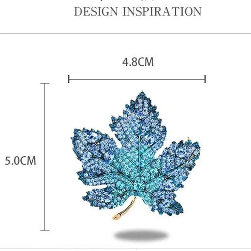 New Fashion Jewelry Full Diamond Maple Leaf Brooch Creative Elegant Windbreaker Pin Suit Coat Sweater Accessories