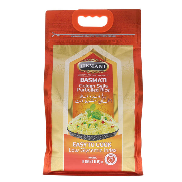 Basmati Golden Sella Parboiled Rice 11LB - Great Value Savings - 1 LB FREE - Easy to Cook - Low Glycemic Index (1 Pack: 11 Pounds)