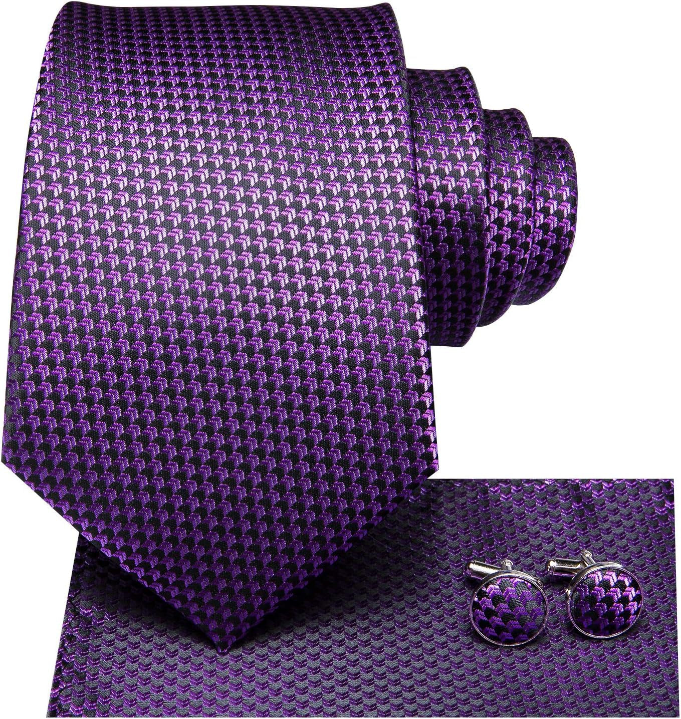 Mens Paisley Striped Tie WOVEN Necktie for Men and Handkerchief Cufflinks Set Wedding Formal Business