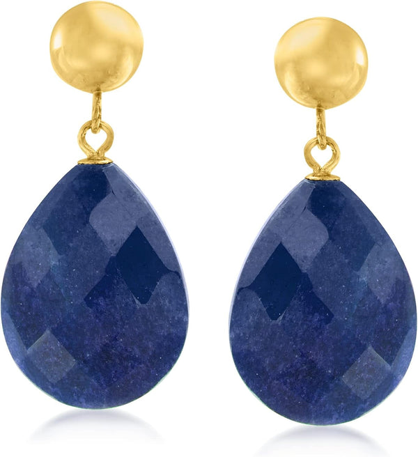 18.00 Ct. T.W. Sapphire Teardrop Earrings in 14Kt Yellow Gold