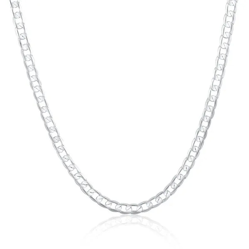 925 Sterling Silver Fashion Italian Curb Link Chain Necklace Bracelet 925 Silver High Quality Jewelry Set for Women and Men