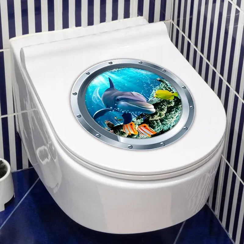 1PC HD 3D Wall Stickers Turtle Ocean Animals Decals Vinyl Decal Sticker Toilet Bathroom Room Decoration Accessory