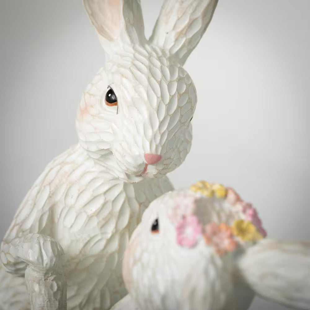 9.75 In. White Dancing Tabletop Bunny Statue