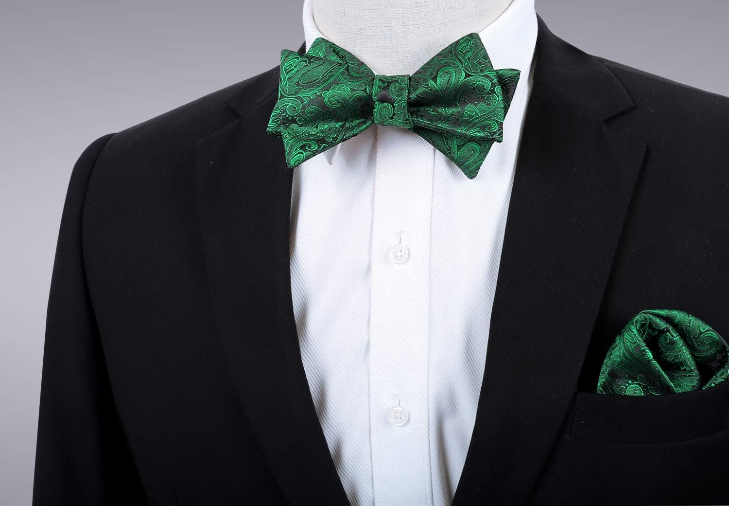 Mens Paisley Jacquard Self-Tie Bow Tie Pocket Square Set